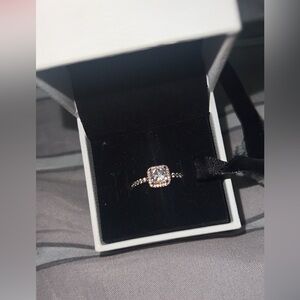 Rose gold halo square ring size 7